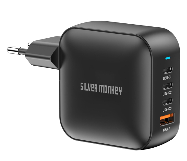 Silver Monkey Ładowarka GaN Smart Quadro 100W PD Czarna - 1417253 - zdjęcie